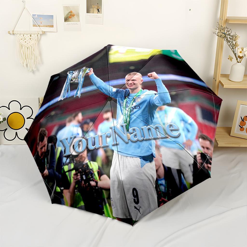 Haaland Customize Your Name Umbrella Automatic Umbrella Compact 8-Rib Design Durable Plastic Iron All-Season Use Fashion Lovers Spiritual Gift