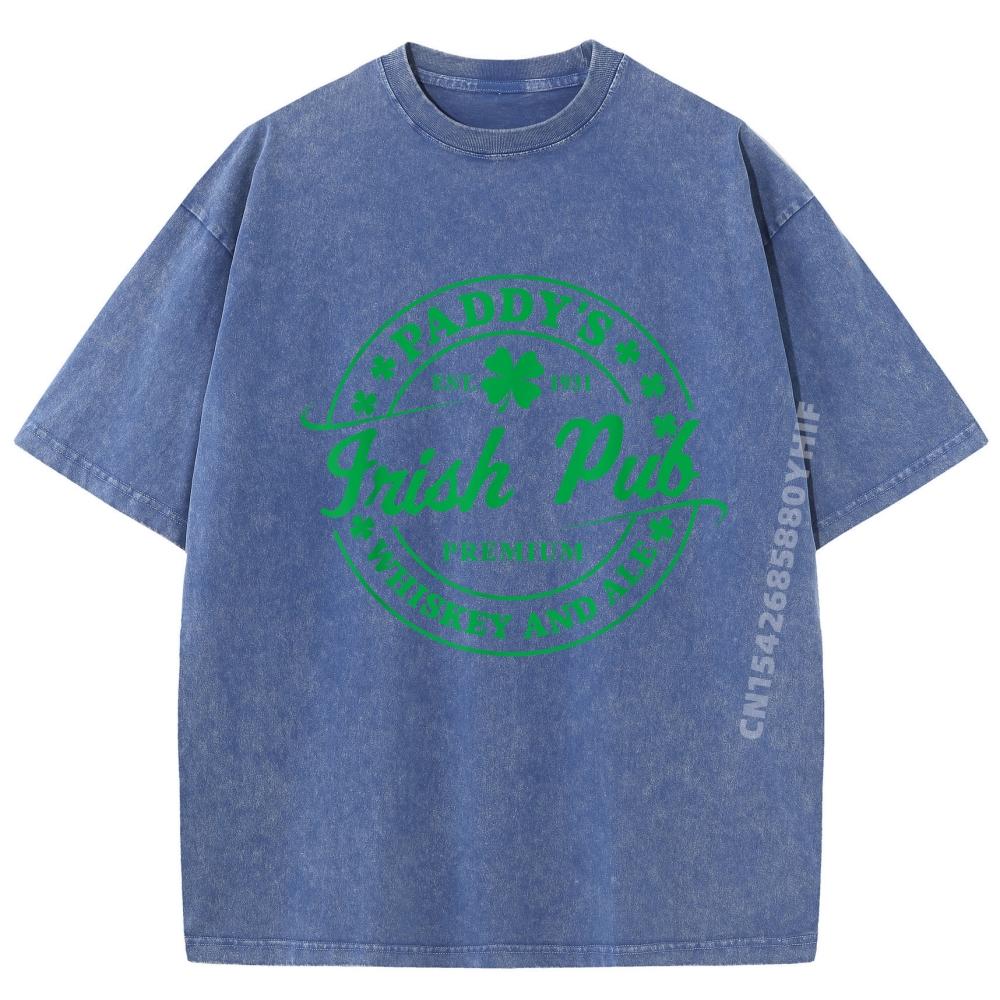 Paddy Is Irish Pub Whiskey Beer Ireland St Patrick Is Day Funny Shirts Mens Tshirts Luxury Clothing Mens Casual Washed Shirt