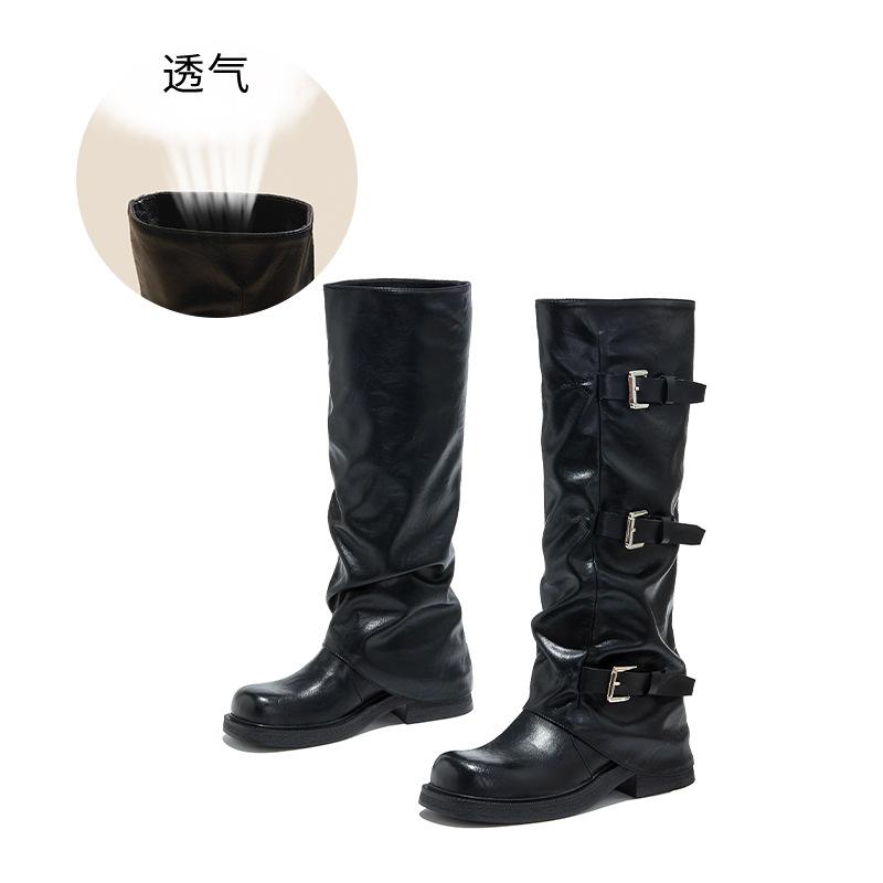New High Boots 2025 Autumn Boots Women's Western Cowboy Boots British Style Stacking Boots Versatile Knight Boots Women