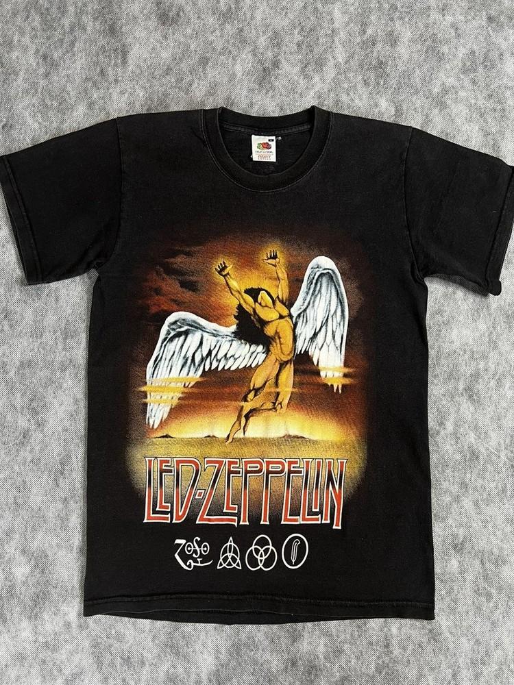 Ремейк футболки группы Led Zeppelin, Черная унисекс футболка из плотного хлопка S-5XL KH12115 Унисекс футболка