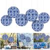 Pack of 6 Traditional Blue White Porcelain Paper Lanterns for Indoor Outdoor Use Handmade Hangings Party Ornament