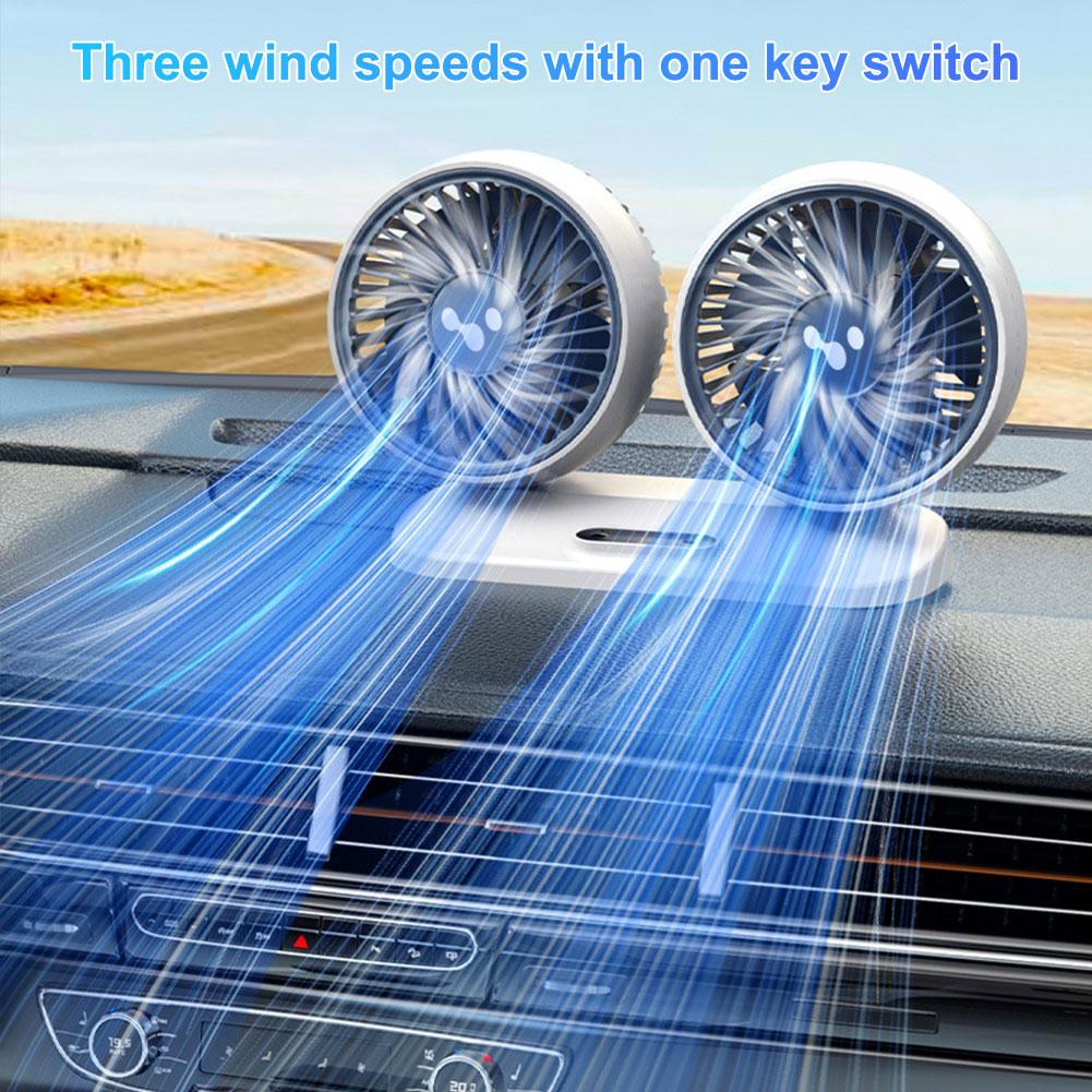 Двойной USB-вентилятор для автомобиля, сильный ветер, циркуляция воздуха в автомобиле, 12 В 24 В, 3 скорости, регулируемые для автомобильного охладителя, вентилятор для автомобиля, аксессуары