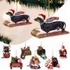 Dachshund Pendant Auto Rearview Mirror Ornament with Lanyard Easy To Hang Realistic Shape Christmas Tree Decor Dog Hanging Pendant