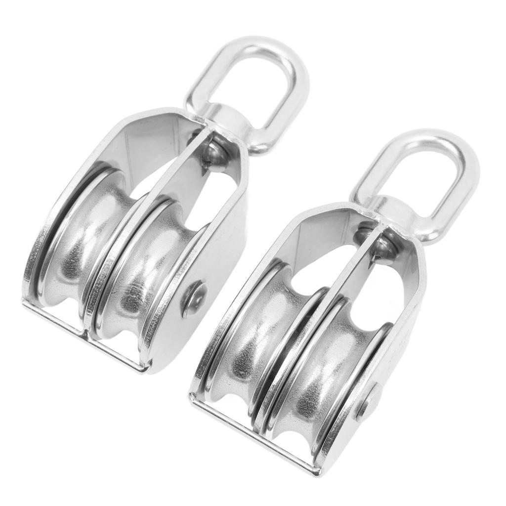 2 шт. Подъемный двойной блок шкива Сверхмощный ролик из нержавеющей стали M50 Канатный кран Подвесной 400 кг Грузоподъемность