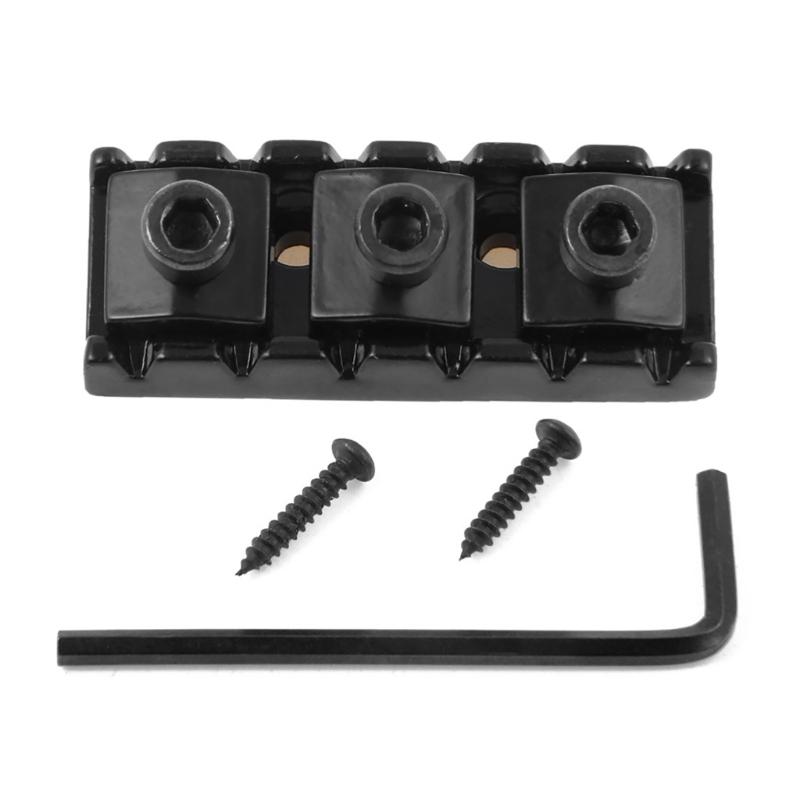 Guitar Lock Nut Electric Guitar Metal String Locking Nut with Mounting Screws and Wrench for Tremolo Bridge Lock System