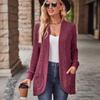 Women's Autumn Solid Color Pit Stripe Brushed Casual Long Sleeved Cardigan Jackets