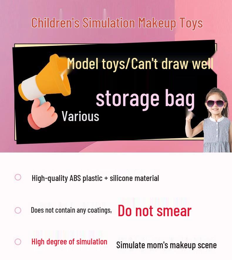 Children's Cross-Border Cosmetic Play Set: Lipstick, Nail Polish, Makeup Box, Princess Dressing Table Toy