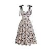 Женские популярные французские платья в стиле Хепберн с винтажным галстуком и цветочным принтом