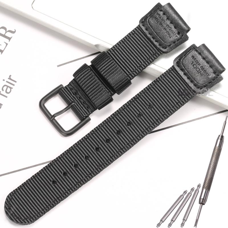 18-мм нейлоновый ремешок для часов Casio W800H Мужской холщовый спортивный Черный Зеленый Браслет SGW300 F91W F105/108/A158/168 AE1200WH AE1300 Ремень