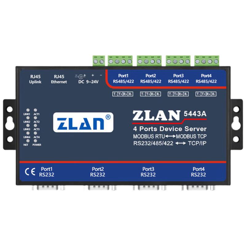 ZLAN 4-Port Serial Server to Ethernet Modbus Gateway