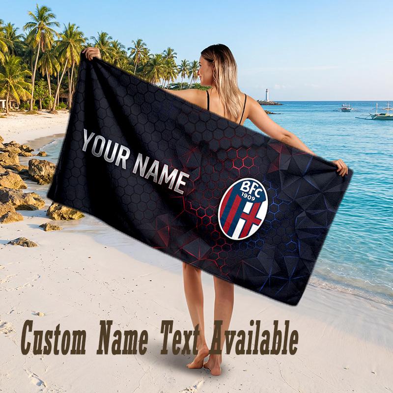 Bologna FC Design Beach Towel Custom Text Large Towel for Beach Vacation