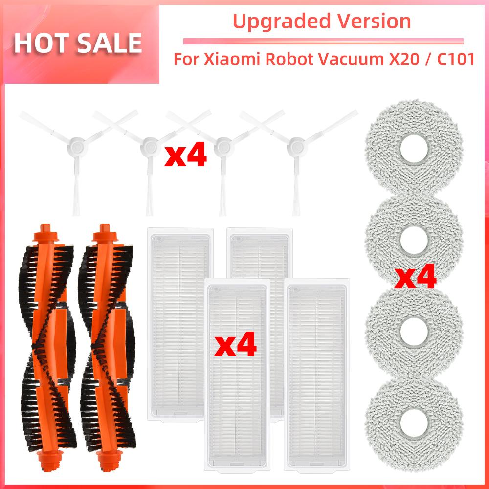 Compatible for Xiaomi Robot Vacuum X20 / C101 Main Side Brush HEPA Filter Mop Pads Replacement Spare Parts Accessories