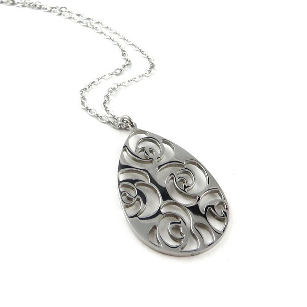 Altesse [L0377] - Silver 'Flora' Steel Necklace
