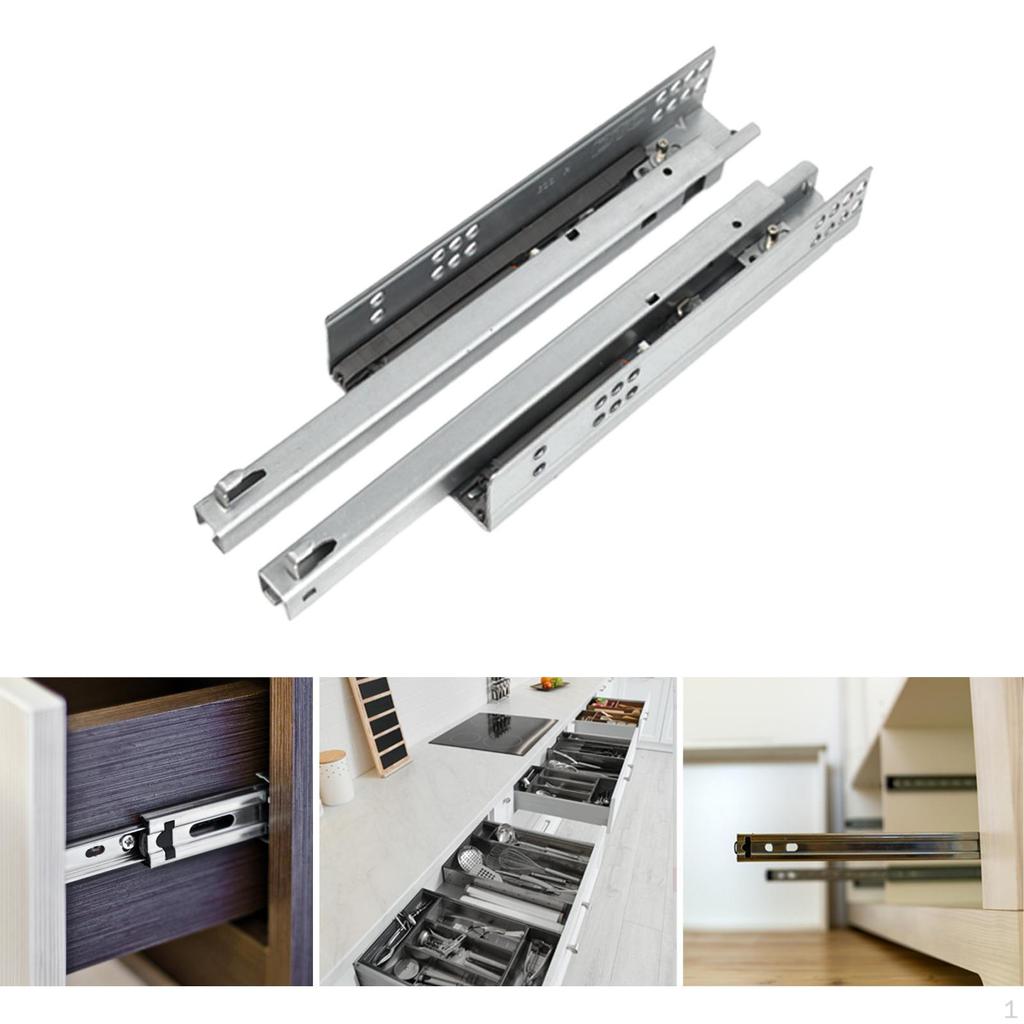 2 Pieces Drawer Slides Under Mount Glide Hide Drawers Track for Bath