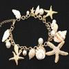 Gold Color Metal Starfish Conch Charm Women Bracelet Imitation Pearl Natural Conch Cute Summer Bracelet Y2K Fashion Jewelry