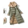 Winter Women Turtleneck White Duck Down Coat Double Breasted Warm Parkas  Double Sided Down Long Jacket