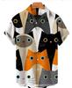 Men's Shirt 3D Black and White Cat Personalised Print Casual Fashion Daily Wear Men's Short Sleeve Shirt