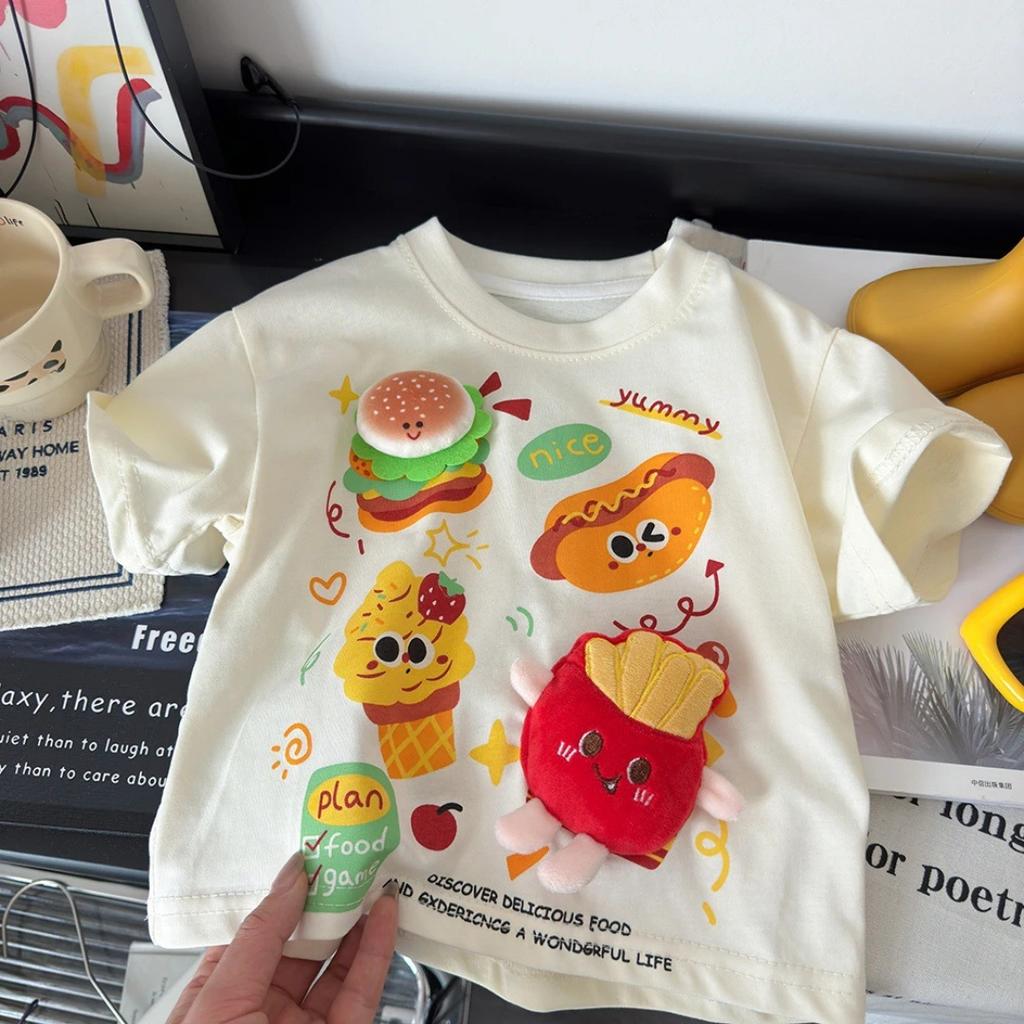 Kids Loose Fit Cartoon Short Sleeve T Shirt Summer Top