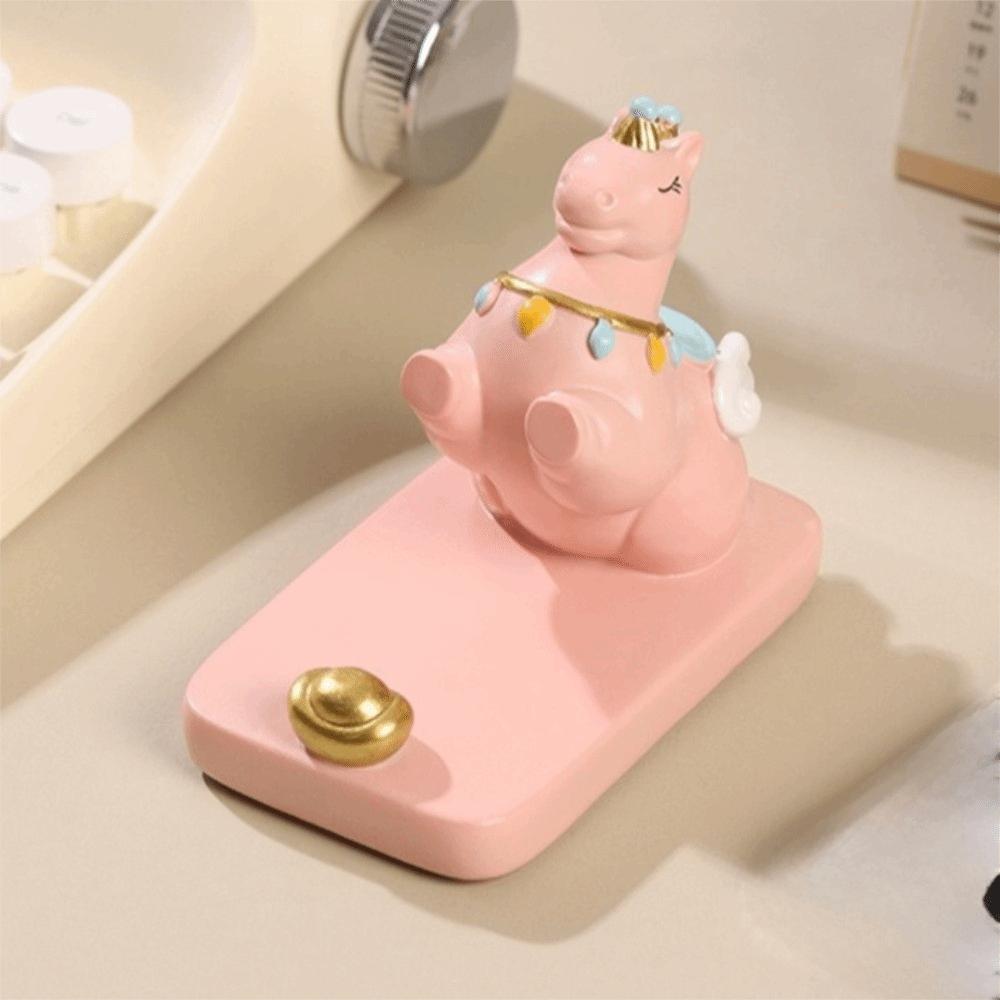 Resin Mobile Phone Stand Horse Mascot Cell Phone Bracket Zodiac Pony Phone Holder Desk Decor