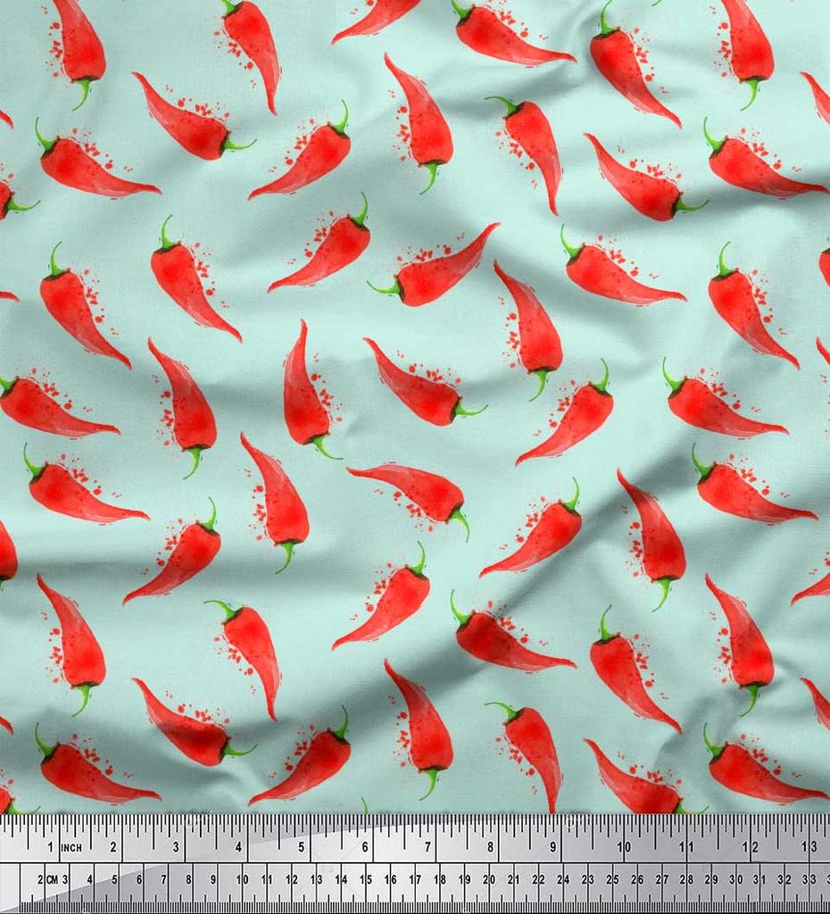 Soimoi Черная полиэстеровая креповая ткань с принтом овощей чили, ярд, 42 дюйма