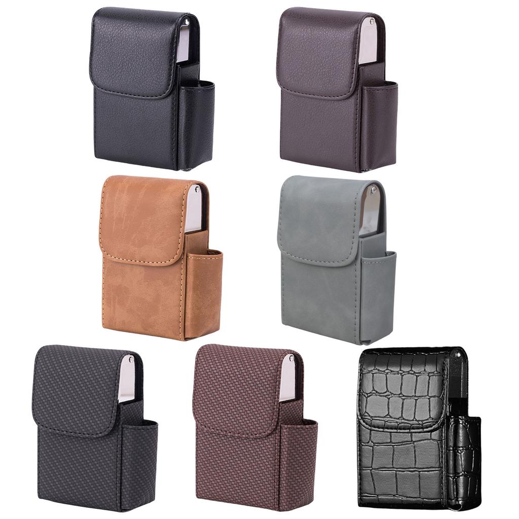 PU Leather Cigarettes Protective Bag Cigarettes Lighter Holder Pocket Case Cigarettes Storage Container for Smokers
