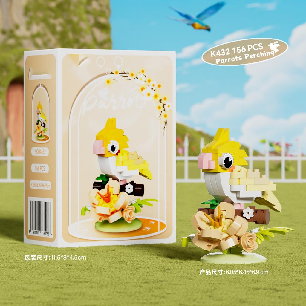 Игрушка Конструктор Животное Птица для Детей Девочка 8 Лет Подарок на День Рождения Мини Развивающий Попугай Сборный Кирпичик Игрушка для Мальчика