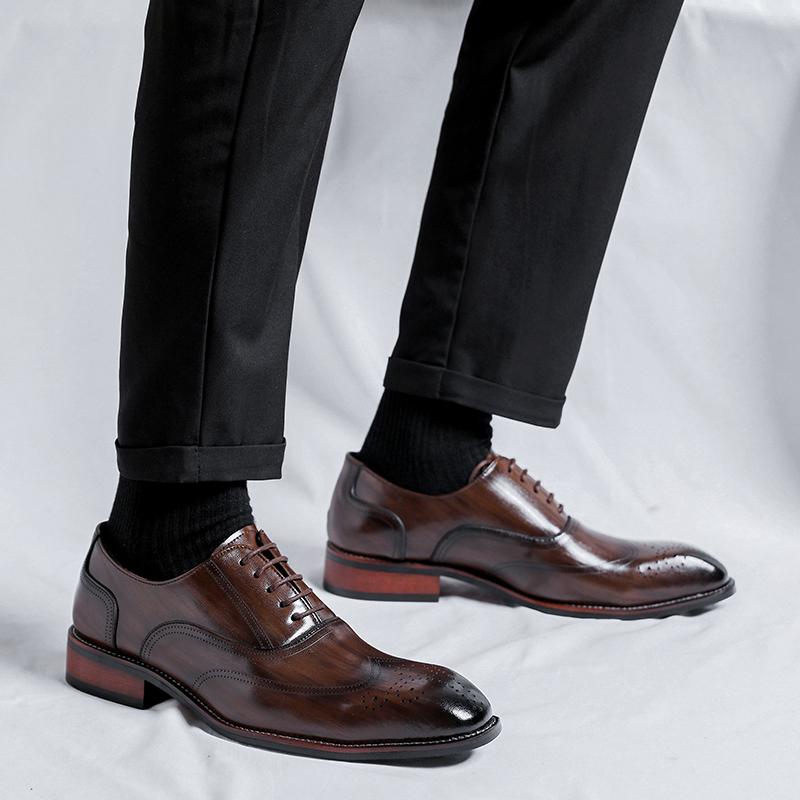 Мужские классические туфли на шнуровке, деловые, формальные, ручной работы, мужские туфли-оксфорды, кожаные броги, мужские туфли для свадебной вечеринки Zapatillas Hombre