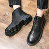 Модные новые осенне-зимние ретро-кожаные ботинки челси для мужчин, туфли на платформе, мужские повседневные ботильоны, мотоциклетные ботинки на низком каблуке