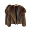 Womens Short Faux Fox Fur Coat Oversized Collar Fall Winter Elegant Outerwear