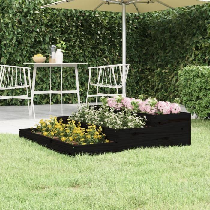 VidaXL Planter Black 107x107x27 Cm Solid Pine Wood 823917