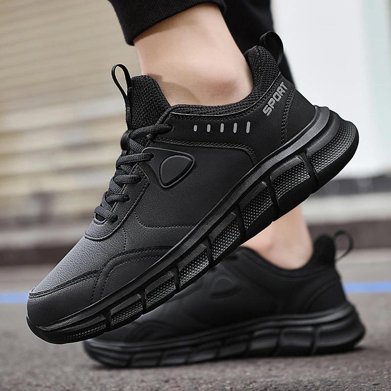 Men’S Black Running Shoes New Casual Soft Bottom 48 Plus Fat Wide Casual Travel Shoes Wear-Resistant Non Slip Walking Sneakers