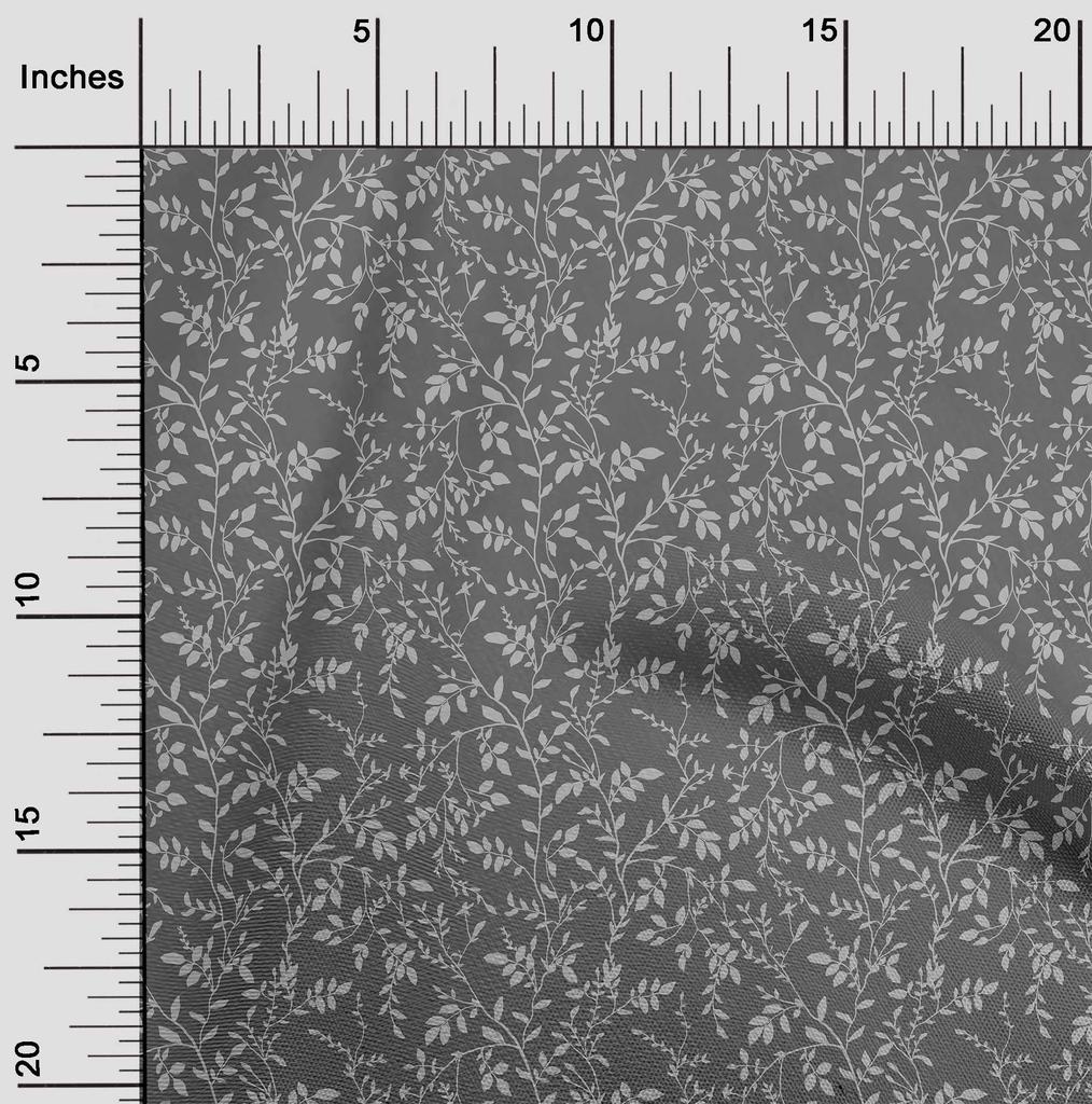 oneOone Georgette Viscose Gray Fabric Leaves Sewing Craft Projects Fabric Prints By Yard 42 Inch