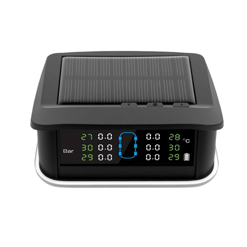 Tire Pressure Monitoring System, Solar Tire Pressure Monitor with 6 External Sensors, Ambient Light, Real time Display