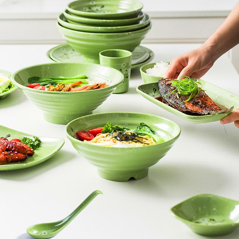 Ударопрочная меламиновая миска для лапши с утолщенным цветком, большая миска, суповая миска, пластиковая пищевая посуда 7/8/9 дюймов