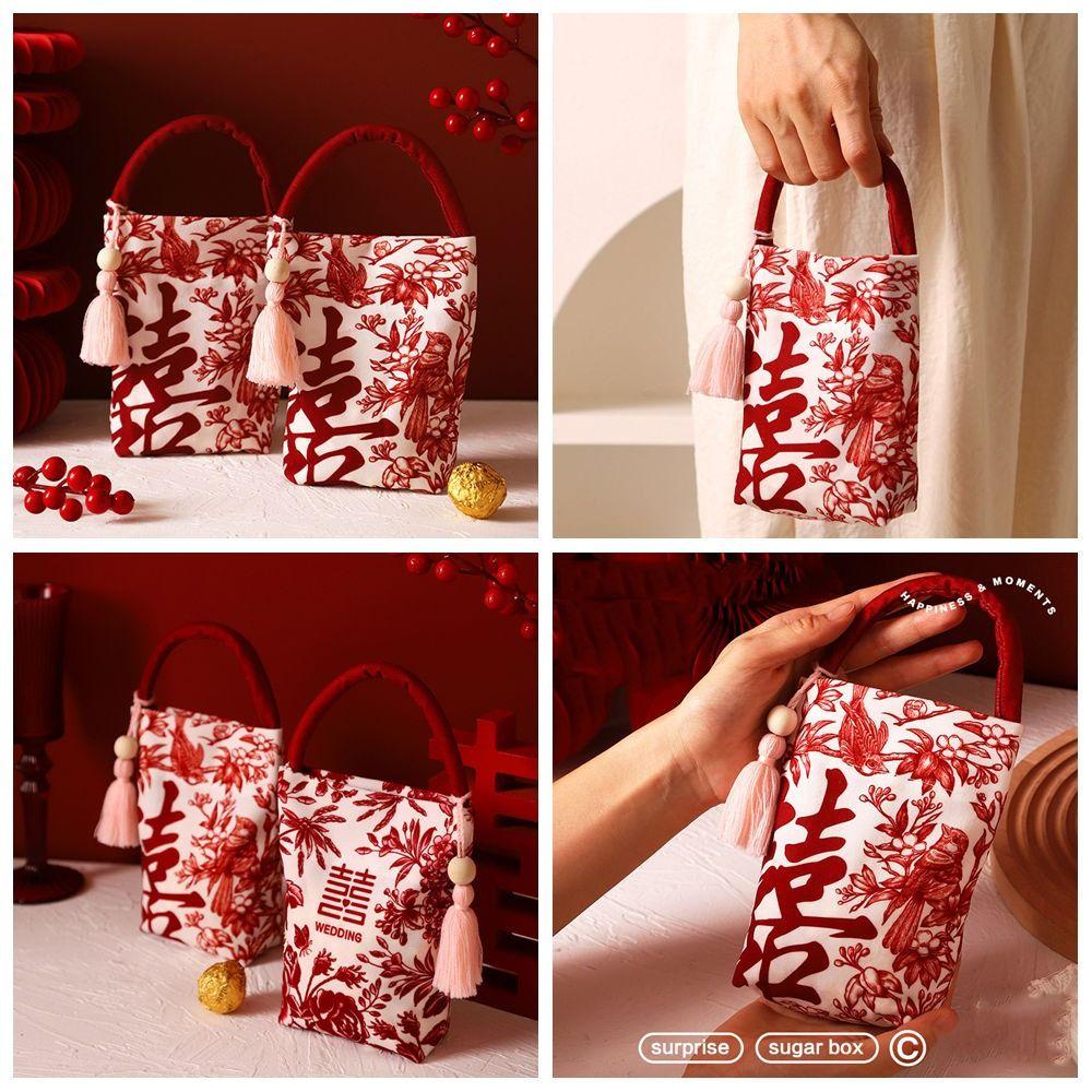 Flower Wrist Hand Bag Butterfly Orchid Flower Pendant Wedding Candy Bag Festive Sugar Bag  Wedding