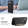 DENIOR D13 For iPhone 16 Magenetic Case Leather+PC+TPU Phone Cover Card Holder Kickstand