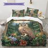 Сова на ветке  Узор  Комплект постельного белья  Одеяло  Домашний декор  Подарок (1 пододеяльник + 2 наволочки, без наполнителя)