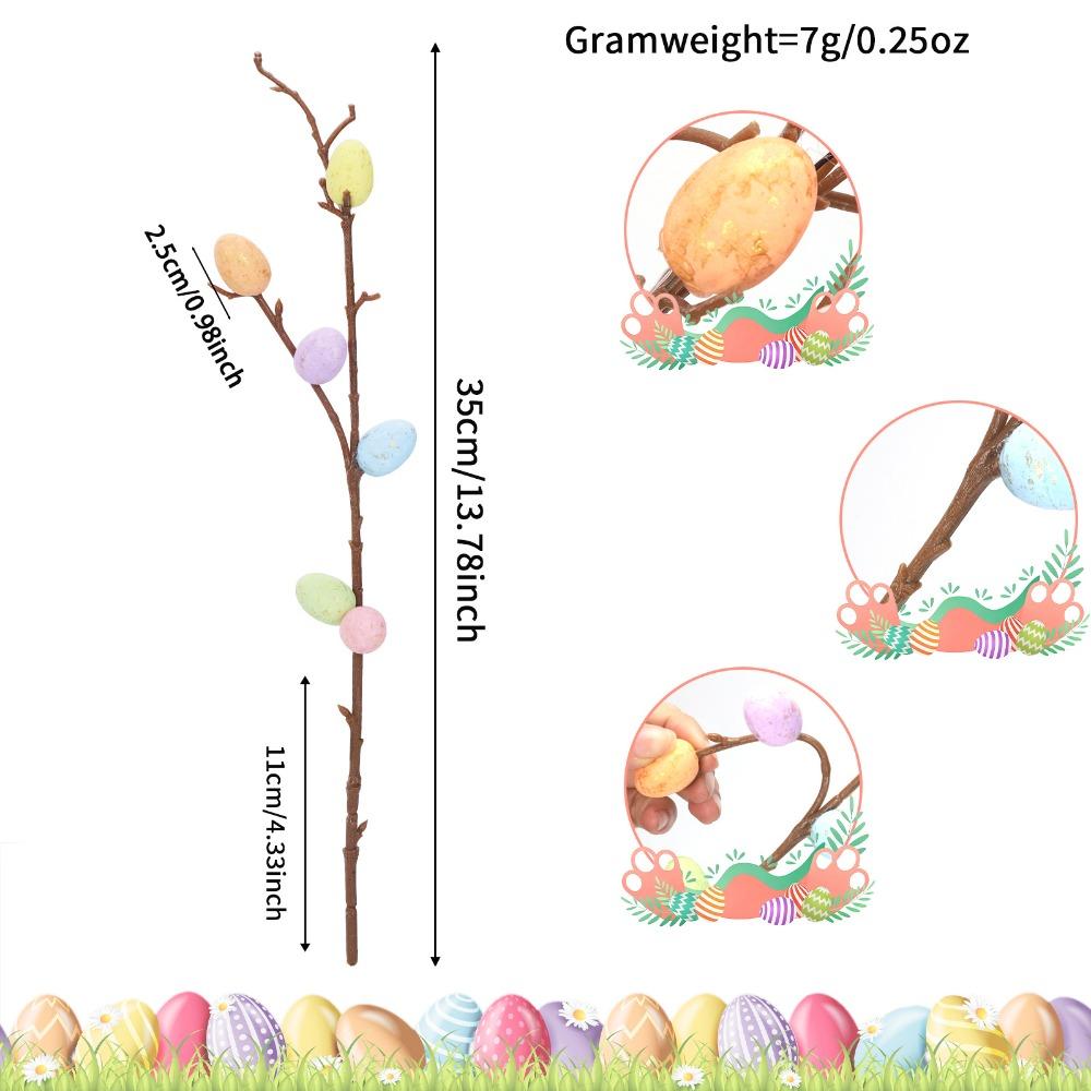 35CM Length Easter Egg Branch Fake Bouquets Egg Design Fake Plant Bouquet Artificial Branch Shape Vase Ornament Home Decor