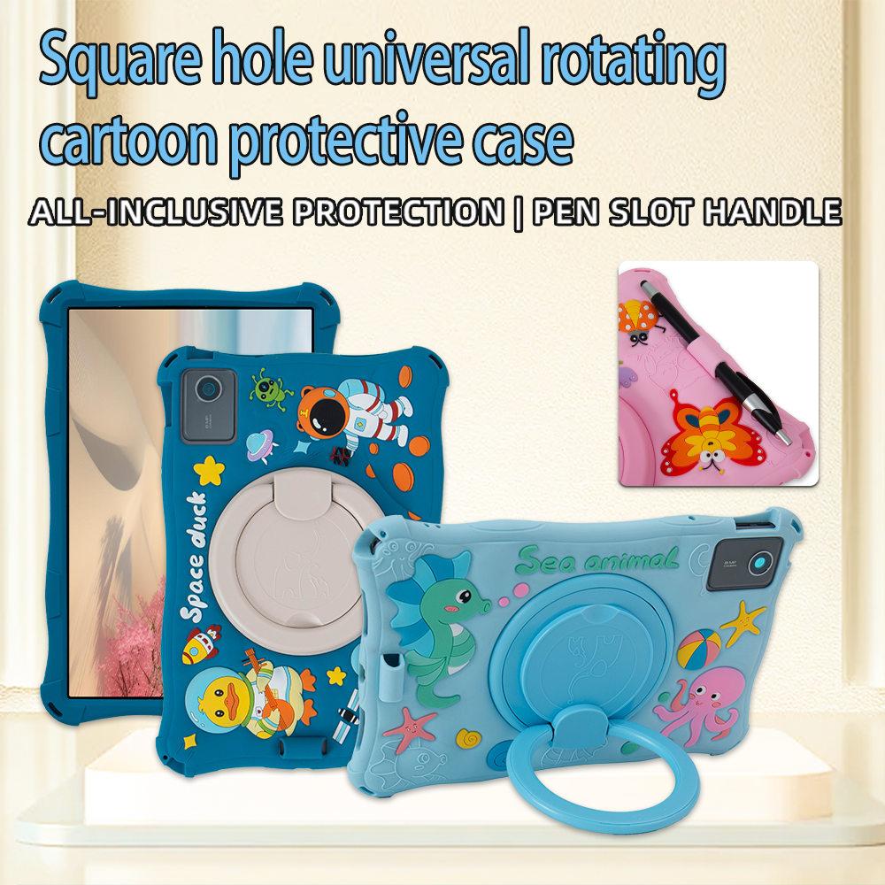Мягкий силиконовый чехол-подставка для Lenovo Xiaoxin Pad 2025 11 дюймов, вращающаяся мультяшная обложка для планшета для Lenovo Tab M11 TB330FU TB331FC