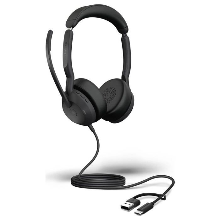 Jabra Evolve2 50 Micro-casque supra-auriculaire filaire Stereo noir Suppression du bruit du microphone, Noise Cancellin