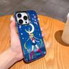 Чехол для телефона с аниме-персонажем Сейлор Мун для iPhone17 16 15 14 13 12 Pro Max Серый Черный Матовый Лазерный Металлик Аврора Funda
