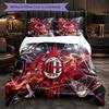 AC Milan Pattern 3 Pieces Bedding Set Soft Microfiber Duvet Cover with Pillow Cases for Bedroom