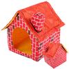 Pet House Foldable Bed Red Brick Chimney Cat Puppy Bed Tent Pet Removable Washable HouseRed