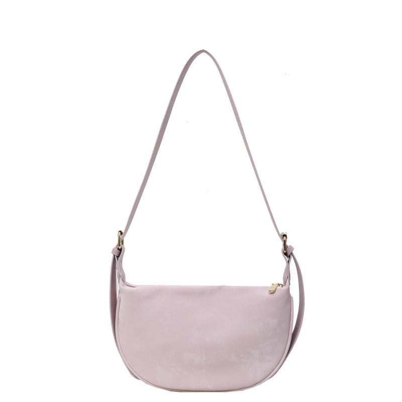 IELGY Women's Korean Version of Pink Velvet Diagonal Dumpling Bag, Lightweight Underarm Bag, Simple Pu Shoulder Bag