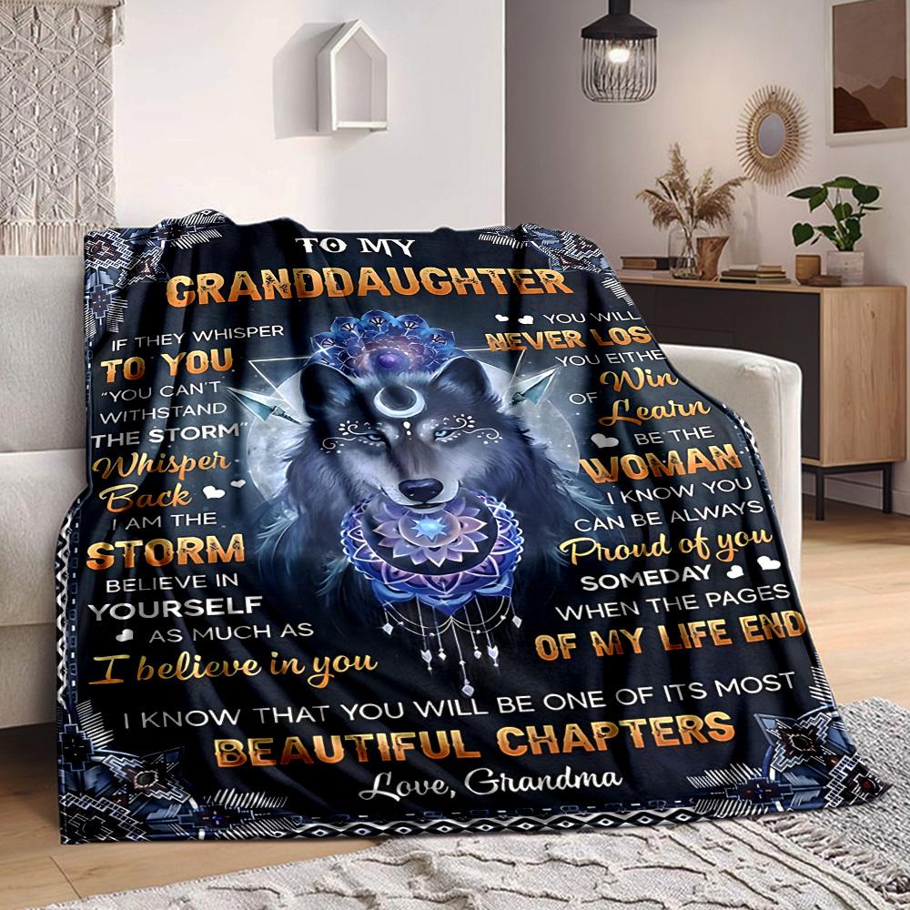 1pc To Granddaughter Love Envelope Blanket, Lightweight Flannel Throw For Sofa, Bed, Travel, Camping, Livingroom, Office, Couch, Chair, And Bed,
