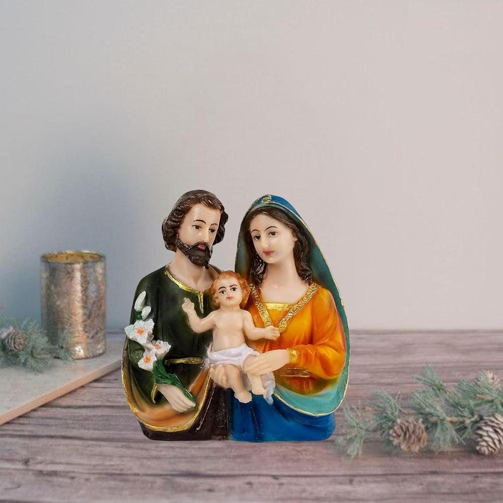 Holy Family Statue Christian Showpiece Figurine Gifts for Home Decor God Idol House Warming Wedding Anniversary,
