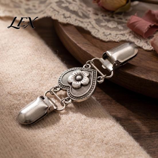 Decorative Dress Clips 4Pcs Vintage Sweater for Women Girls, Retro Floral Cardigan Clips, Elegant Scarf Clasps Practical Fabric Fasteners Shawl Clip,