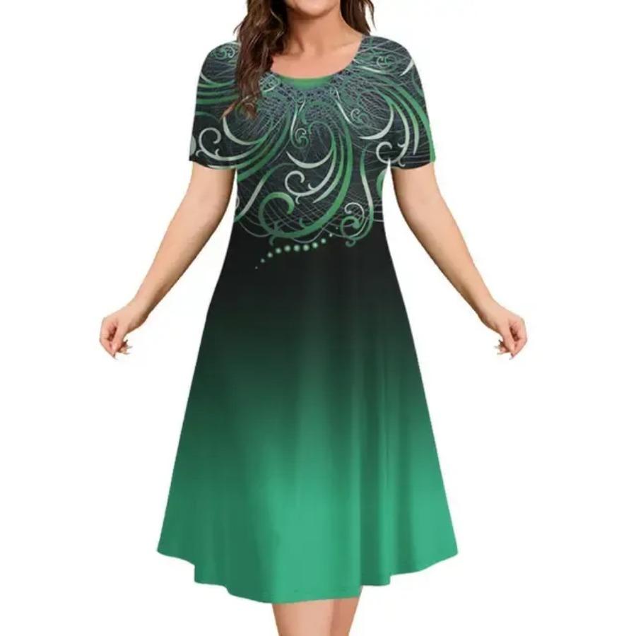 Модные элегантные женские платья с 3D-принтом, свободные платья А-силуэта больших размеров, женское повседневное платье с коротким рукавом и цветочным принтом, большой размер 6XL