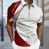 Men's Shirt Polo Casual Zip Short Sleeve Fashion Casual Zipper Summer Spring Regular Fit Sequin Splicing 3D Print Shirt