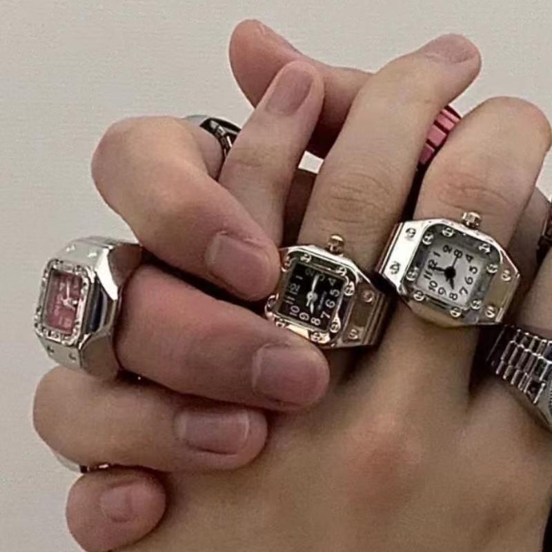 Красочные часы кольцо для женщин и мужчин ретро панк сплав ремешок часы ювелирные изделия аксессуары
